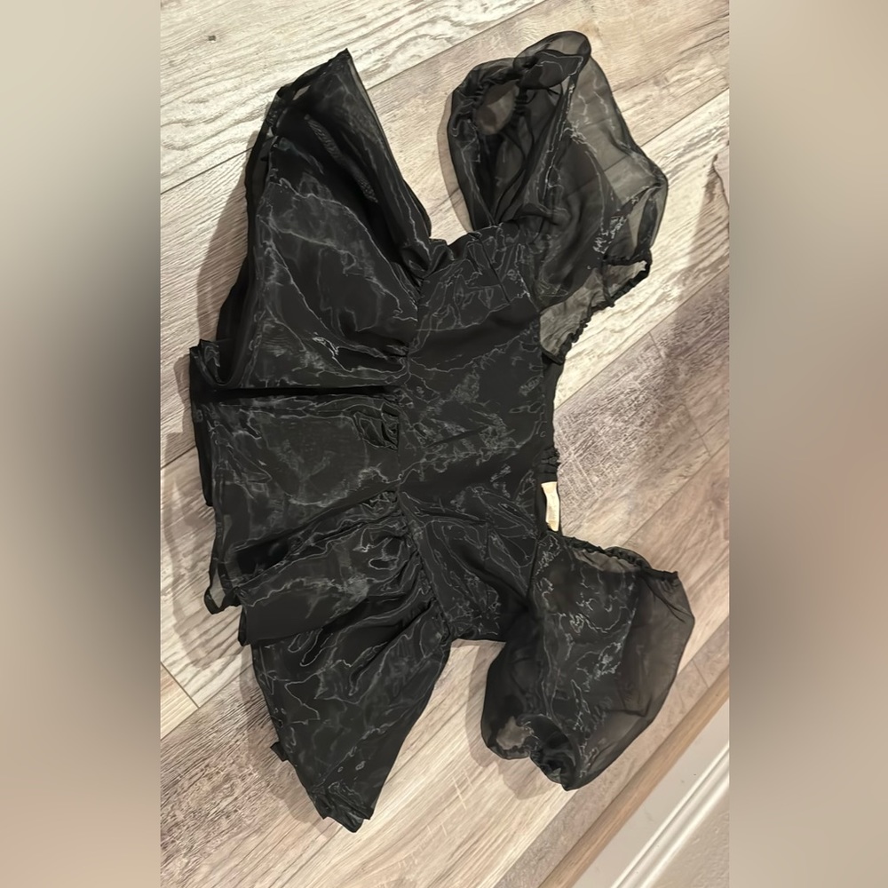 Black going out top with puffy sleeves
